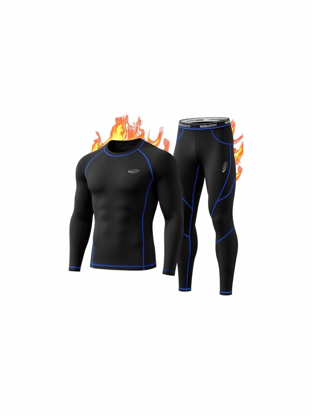 Performance Men’s Black/Blue Thermal Swim Top & Tights Set